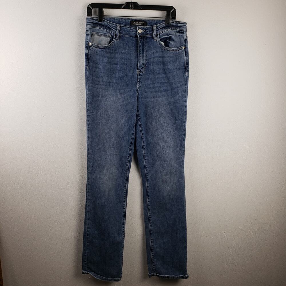 Judy Blue Women's 30 High Rise Straight Leg Jean Medium Wash Stretch Denim